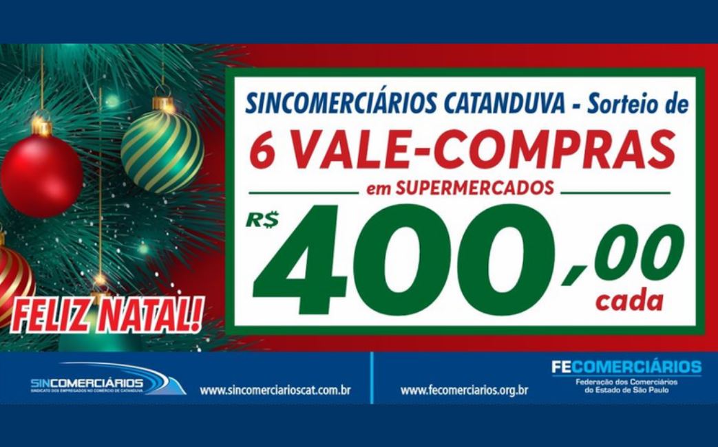 Sindicato de Catanduva vai sortear seis vale-compras em comemoração ao Natal